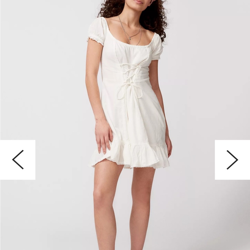 Urban Outfitters White Lace-Up Dress